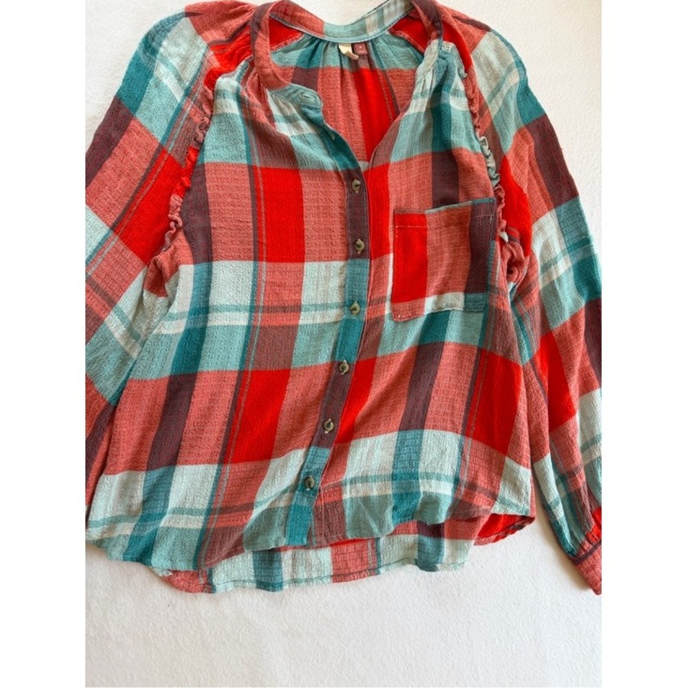 Pilcro Plaid Button-Front Shirt - Red & Blue size M - Picture 2 of 9